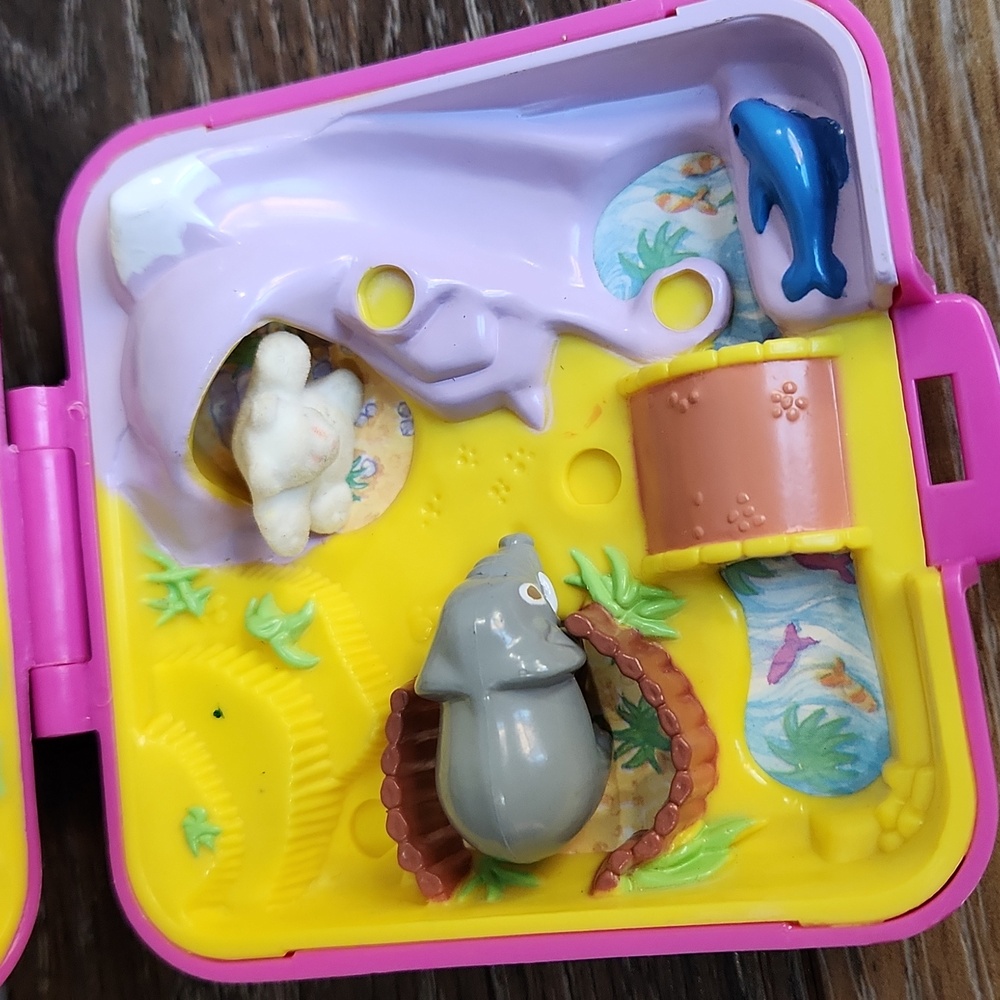 Polly Pocket Wild Zoo World Pink Square Compact Elephant Polar Bear Monkey - Picture 6 of 9